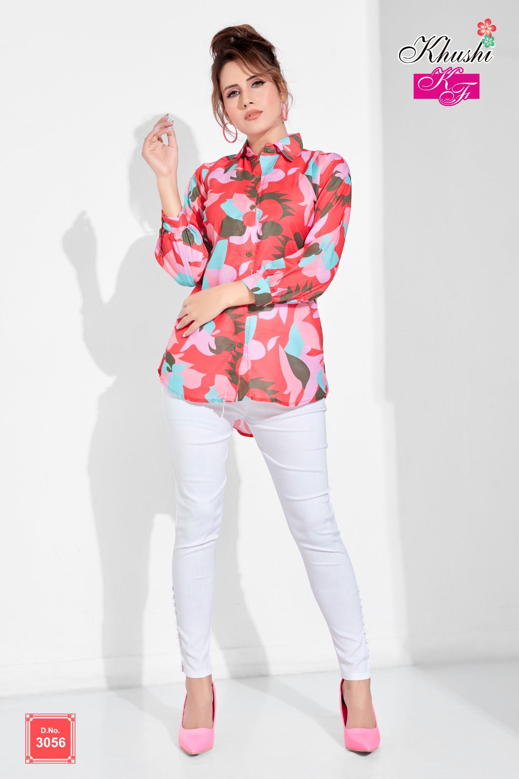 Fancy Digital Printed Ladies Shirt Catalog